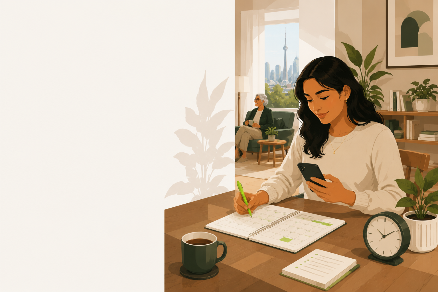 A family member planning care at home